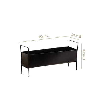 Raised Iron Trough Planter With Handle Black