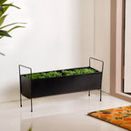 Raised Iron Trough Planter With Handle Black