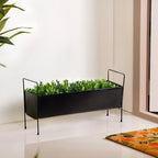 Raised Iron Trough Planter With Handle Black