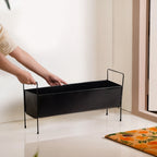 Raised Iron Trough Planter With Handle Black