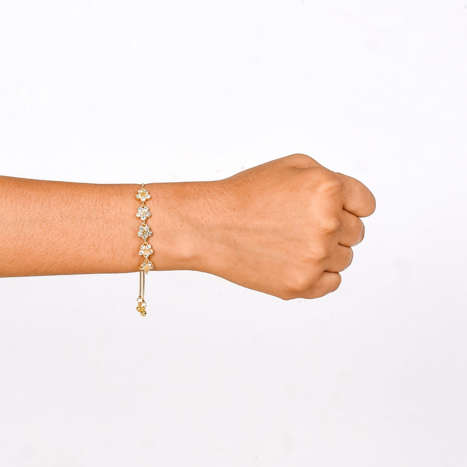 Blingy Stone Flower Charm Bracelet For Women