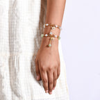 Crystal Charm Bracelet With Flowers Set Of 2