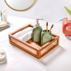 Cane Rectangular Wooden Tray