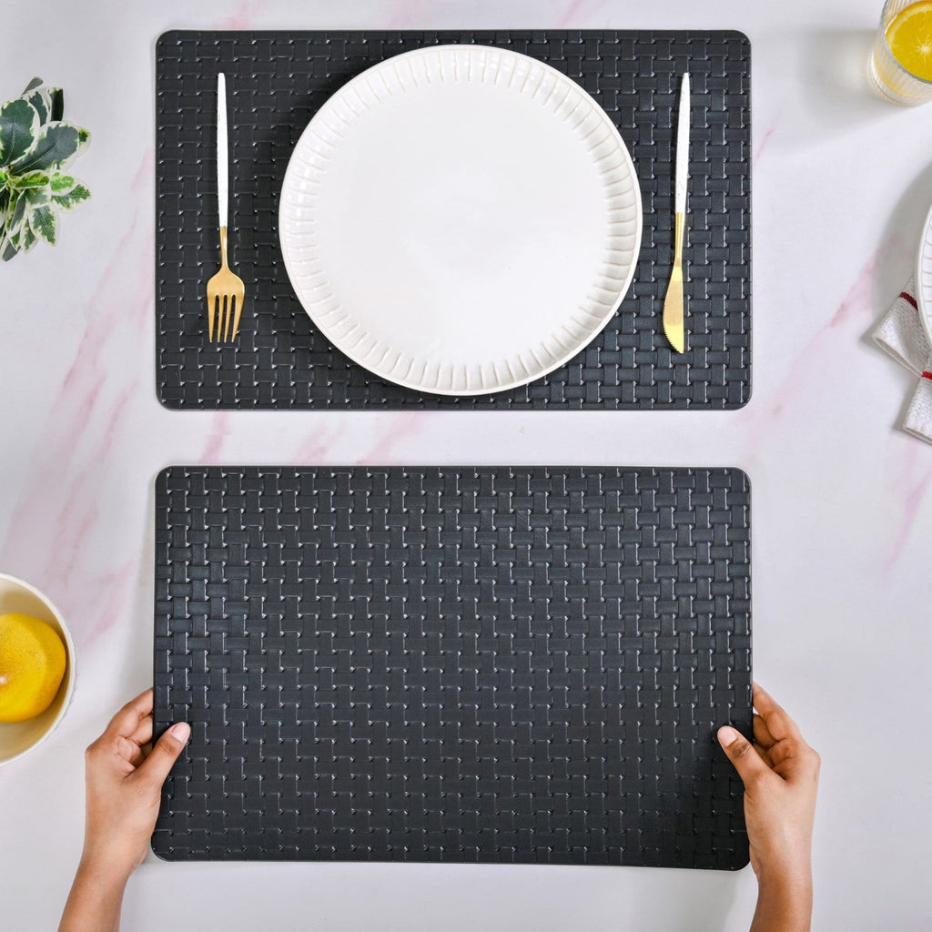 Raven Black Weave Placemat Set Of 6