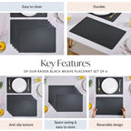 Raven Black Weave Placemat Set Of 6