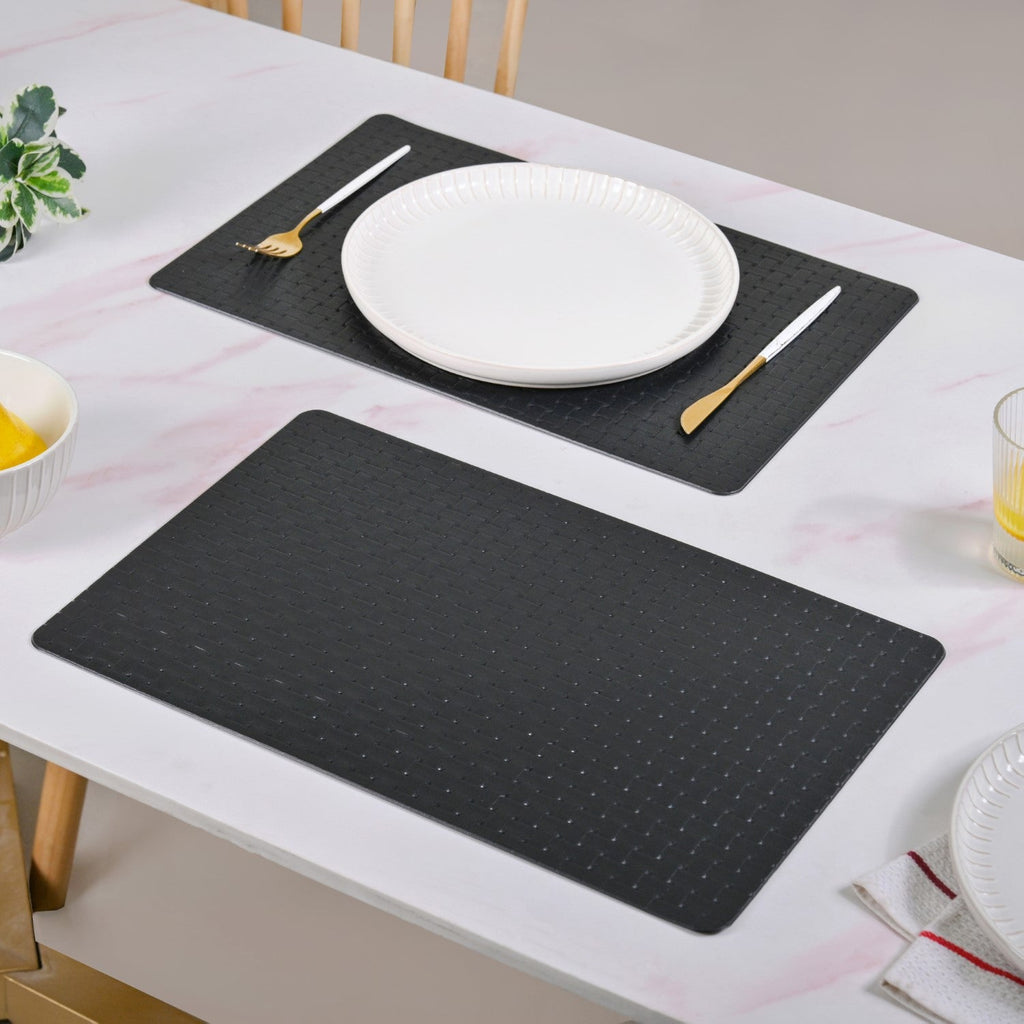 Raven Black Weave Placemat Set Of 6
