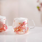 Real Flower Inside Double Wall Glass Cup Set Of 2 180ml