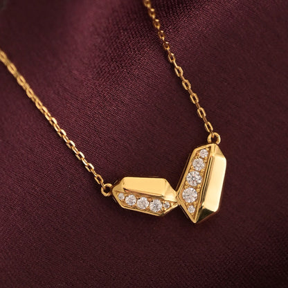 Rebecca Minkoff Puffy Metal Hexagon Necklace | 18k Gold Vermeil