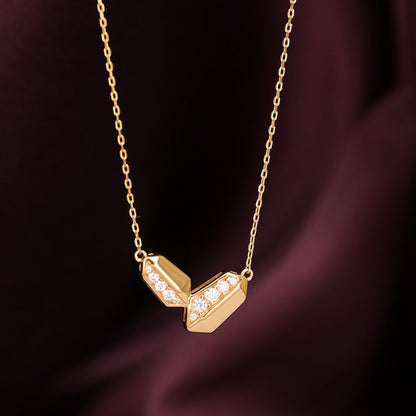 Rebecca Minkoff Puffy Metal Hexagon Necklace | 18k Gold Vermeil