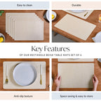 Rectangular Beige Dining Table Mat Set Of 6