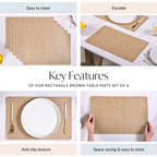 Rectangle Brown Table Mat Set Of 6