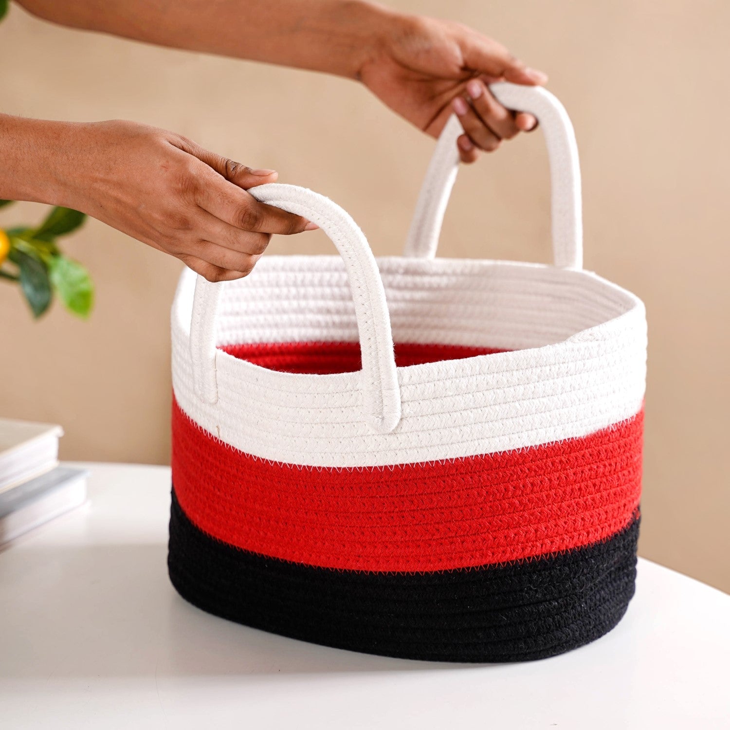 Red Storage Basket With Handles 20cm