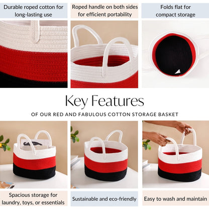 Red Storage Basket With Handles 20cm