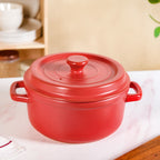 Matte Red Ceramic Cocotte Cooking Pot 4200ml