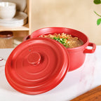 Matte Red Ceramic Cocotte Cooking Pot 4200ml