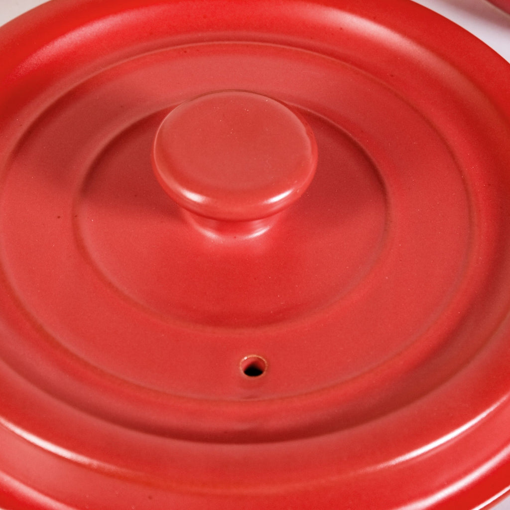 Matte Red Ceramic Cocotte Cooking Pot 4200ml