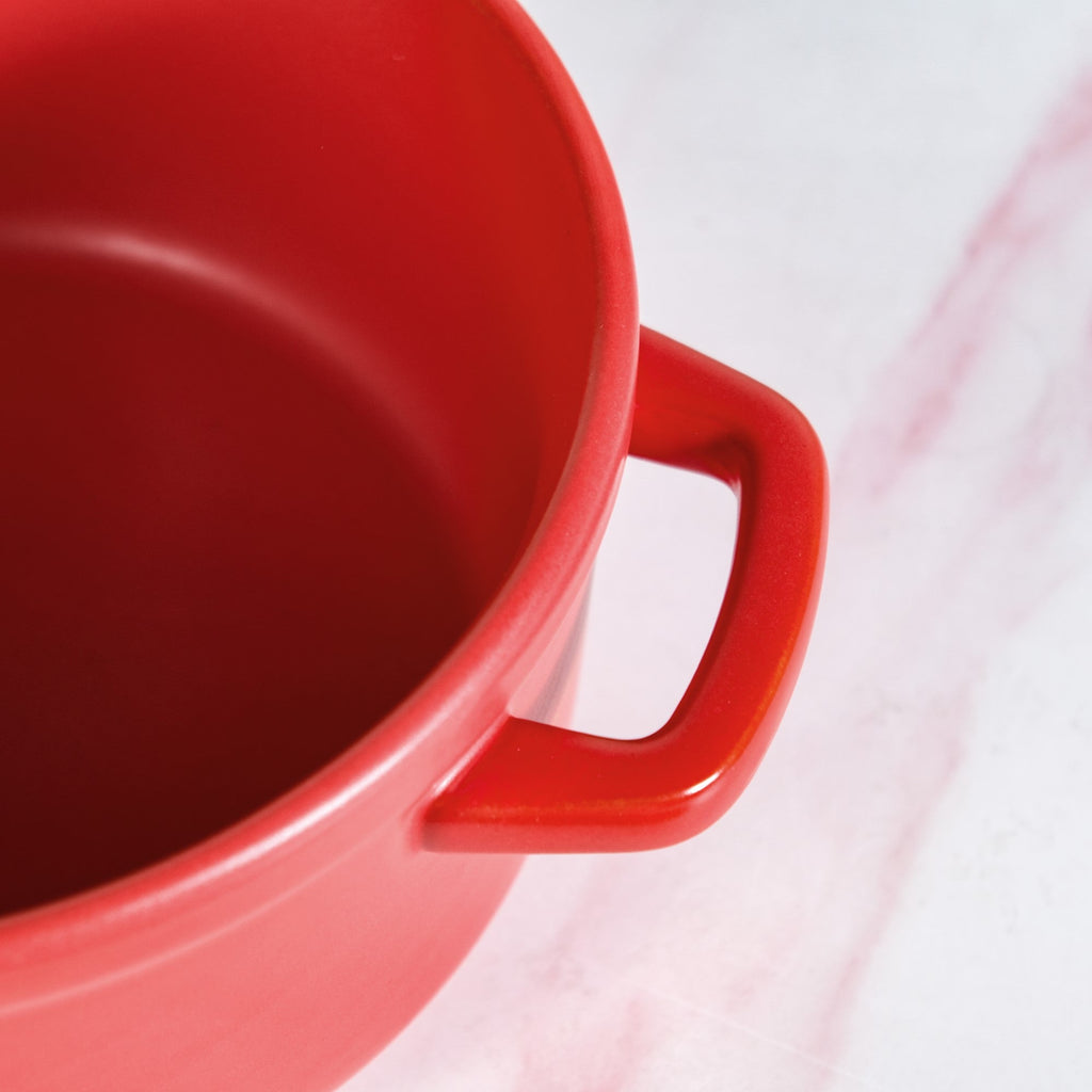 Matte Red Ceramic Cocotte Cooking Pot 4200ml