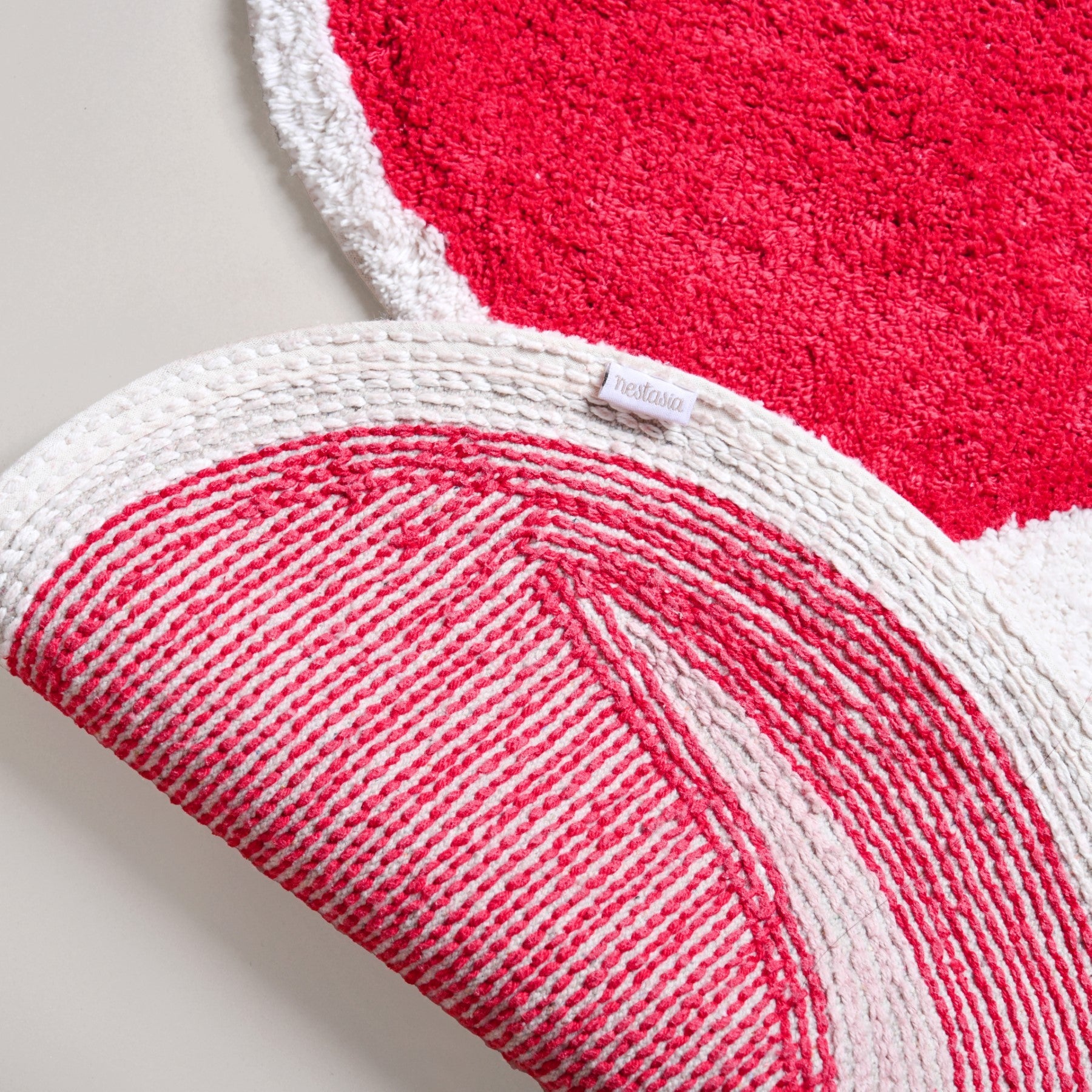 Red Cherry Tufted Cotton Anti Slip Floor Mat 77x73cm