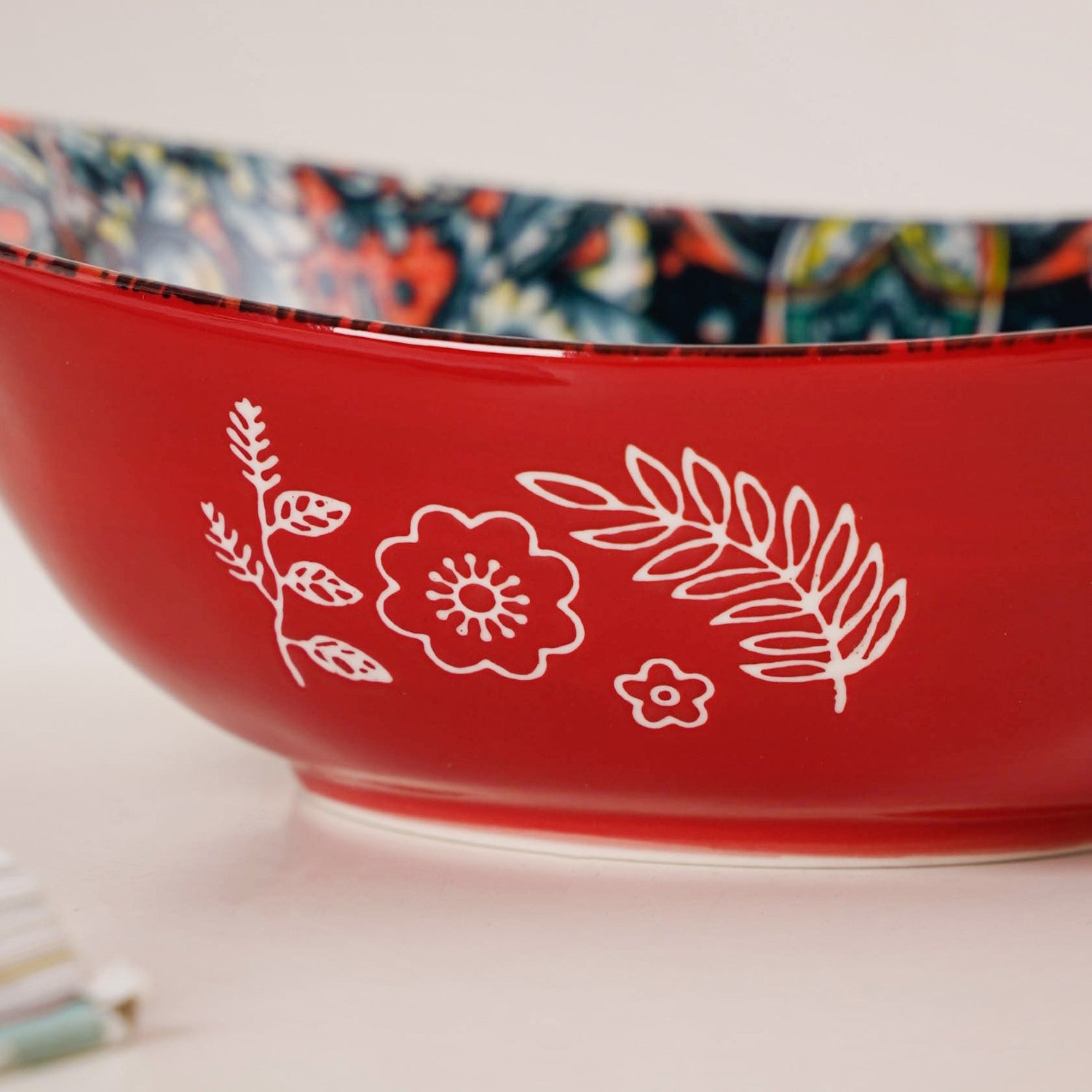 Red Mystic Mandala Ceramic Long Dish 400ml