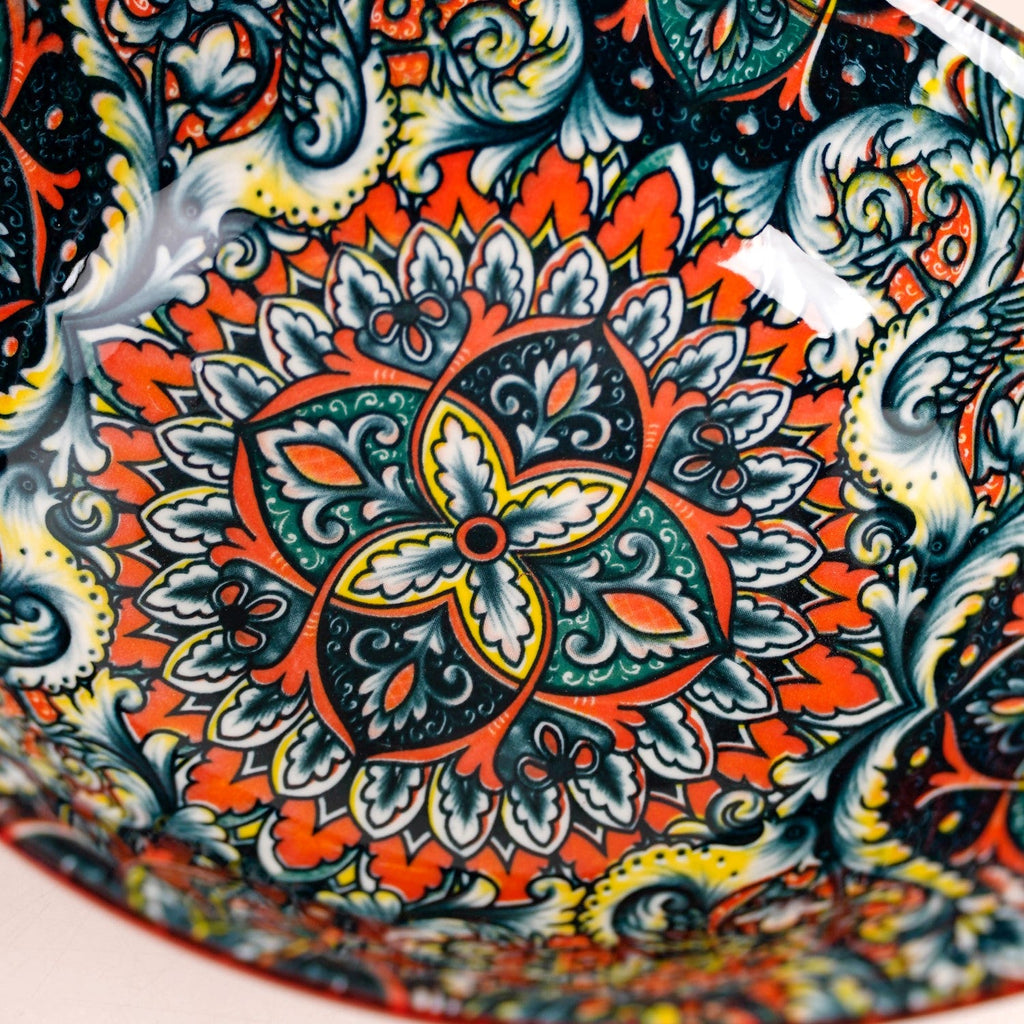 Red Mystic Mandala Ceramic Long Dish 400ml