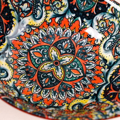 Red Mystic Mandala Ceramic Long Dish 400ml