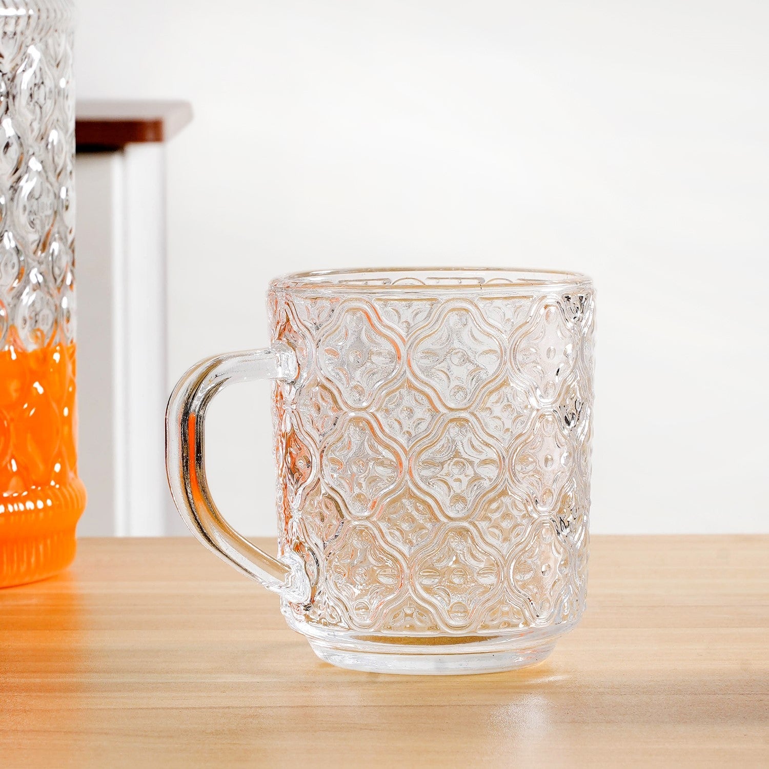 Embossed Glass Pitcher And Mug Set Of 7
