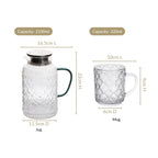 Embossed Glass Pitcher And Mug Set Of 7