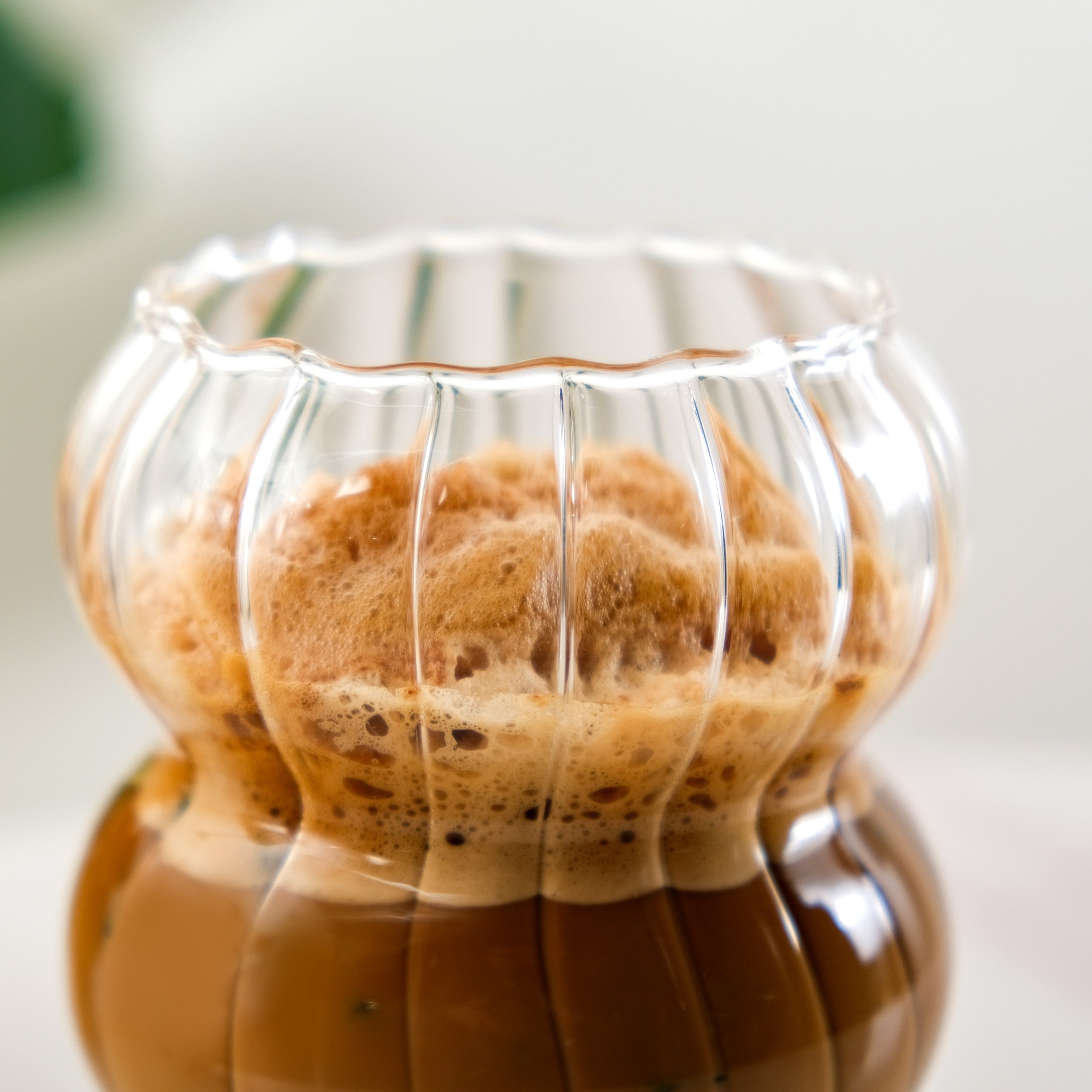 Reeded Latte Glass Cup Set Of 2 600ml