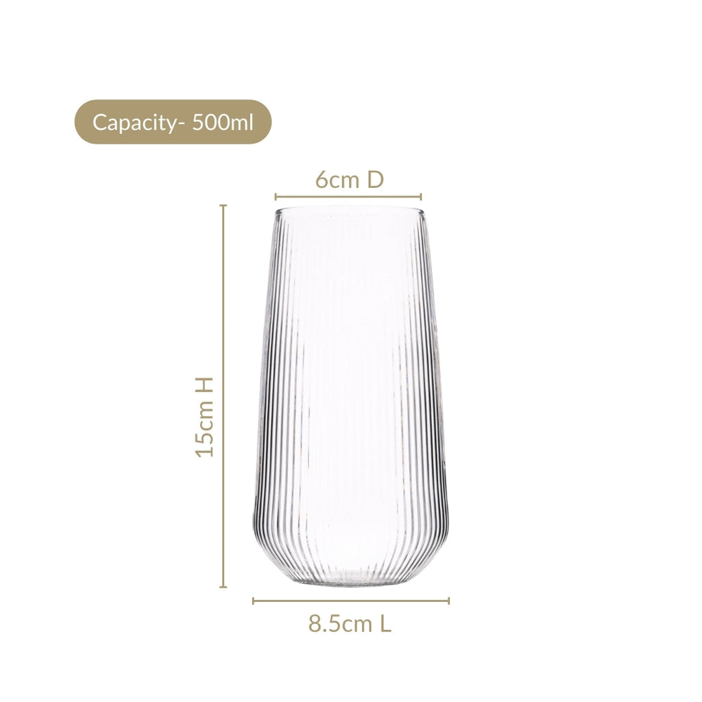 Ribbed Tall Glass Set Of 4 500ml