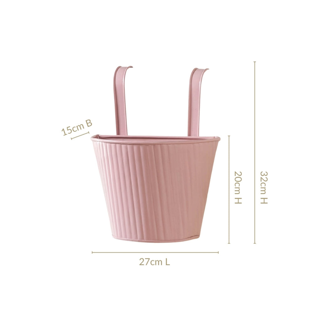 Ribbed Hanging Planter Set Of 2 Dusty Pink