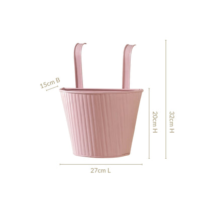 Ribbed Hanging Planter Set Of 2 Dusty Pink