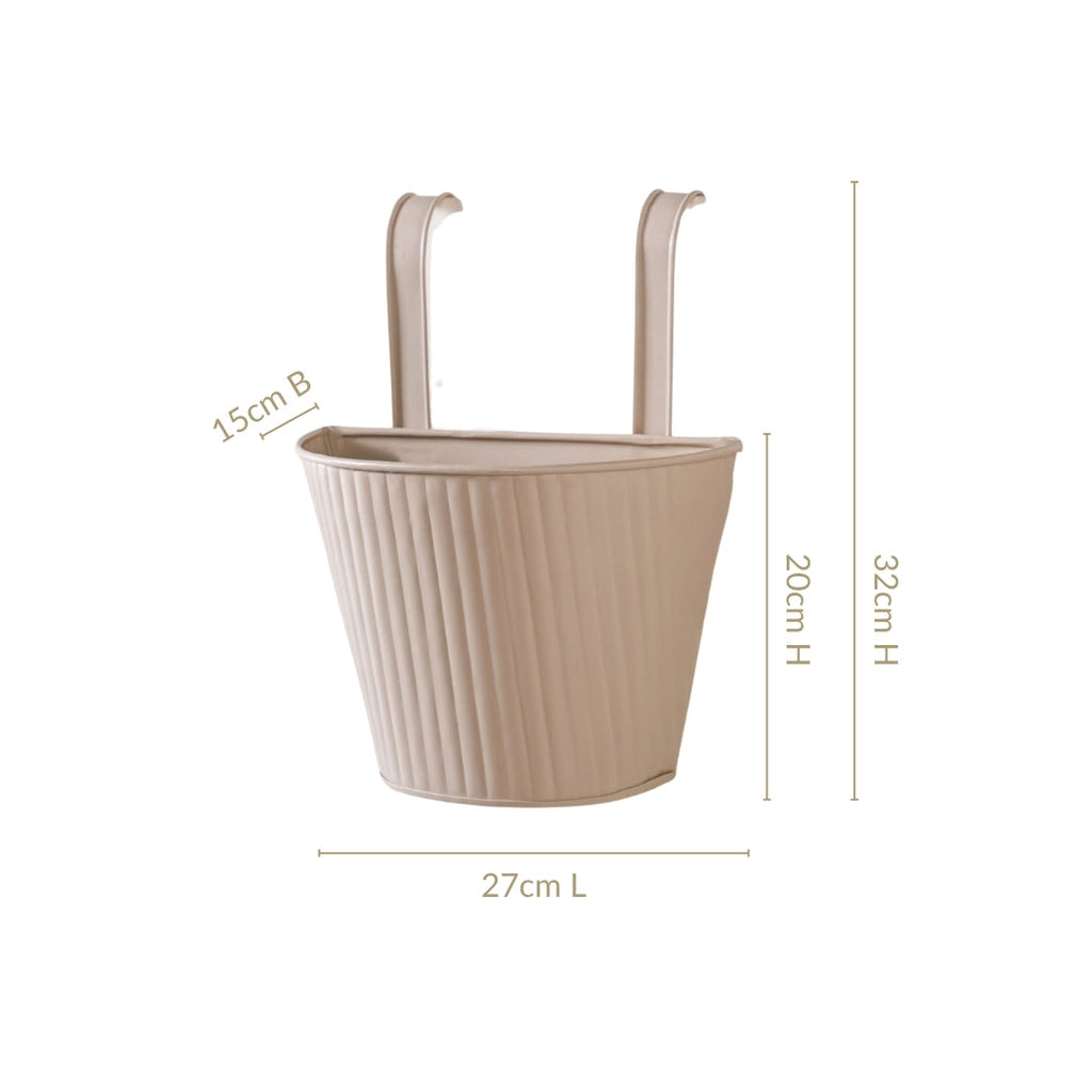 Ribbed Hanging Planter Set Of 2 Taupe