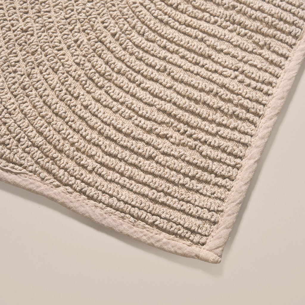 Ribbed Reversible Cotton Floor Mat Beige 82x50cm