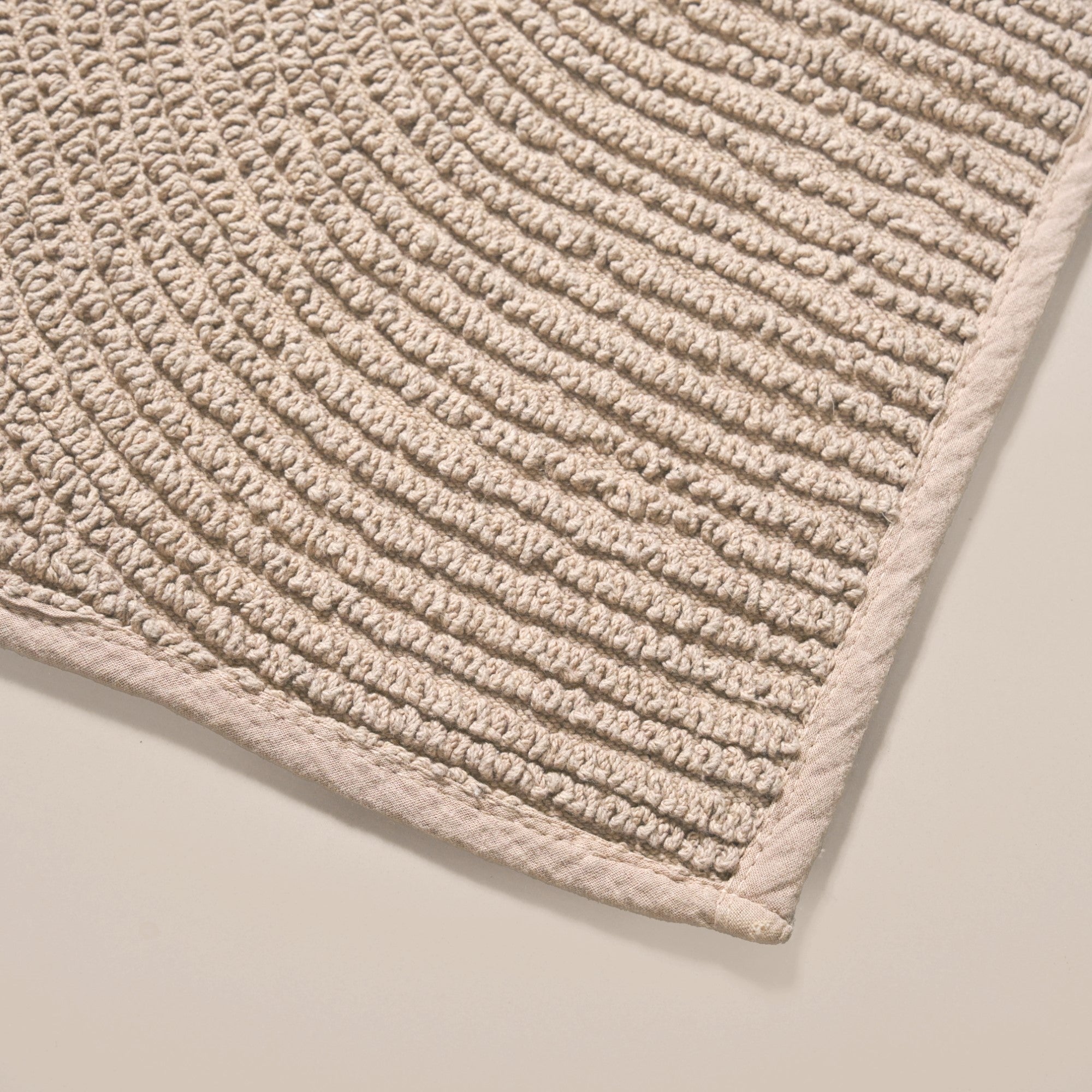 Ribbed Reversible Cotton Floor Mat Beige 82x50cm