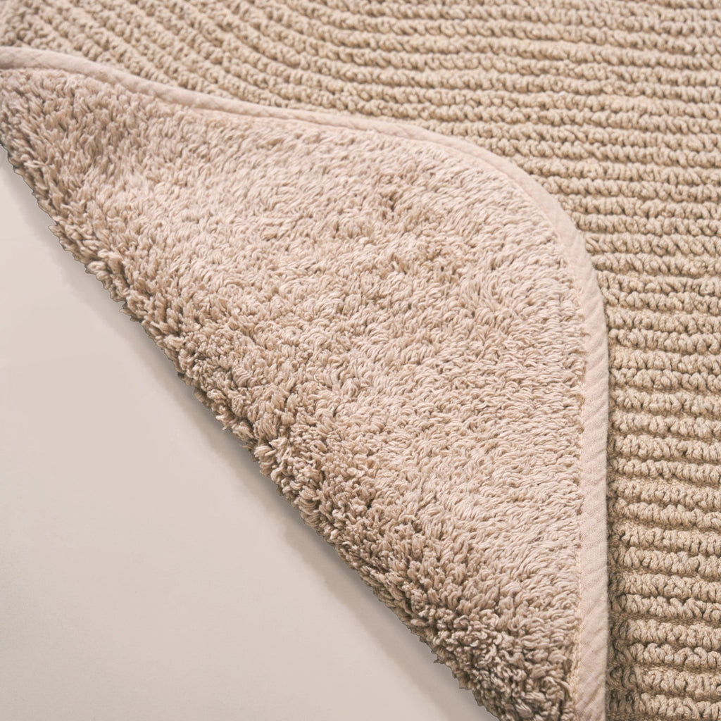 Ribbed Reversible Cotton Floor Mat Beige 82x50cm