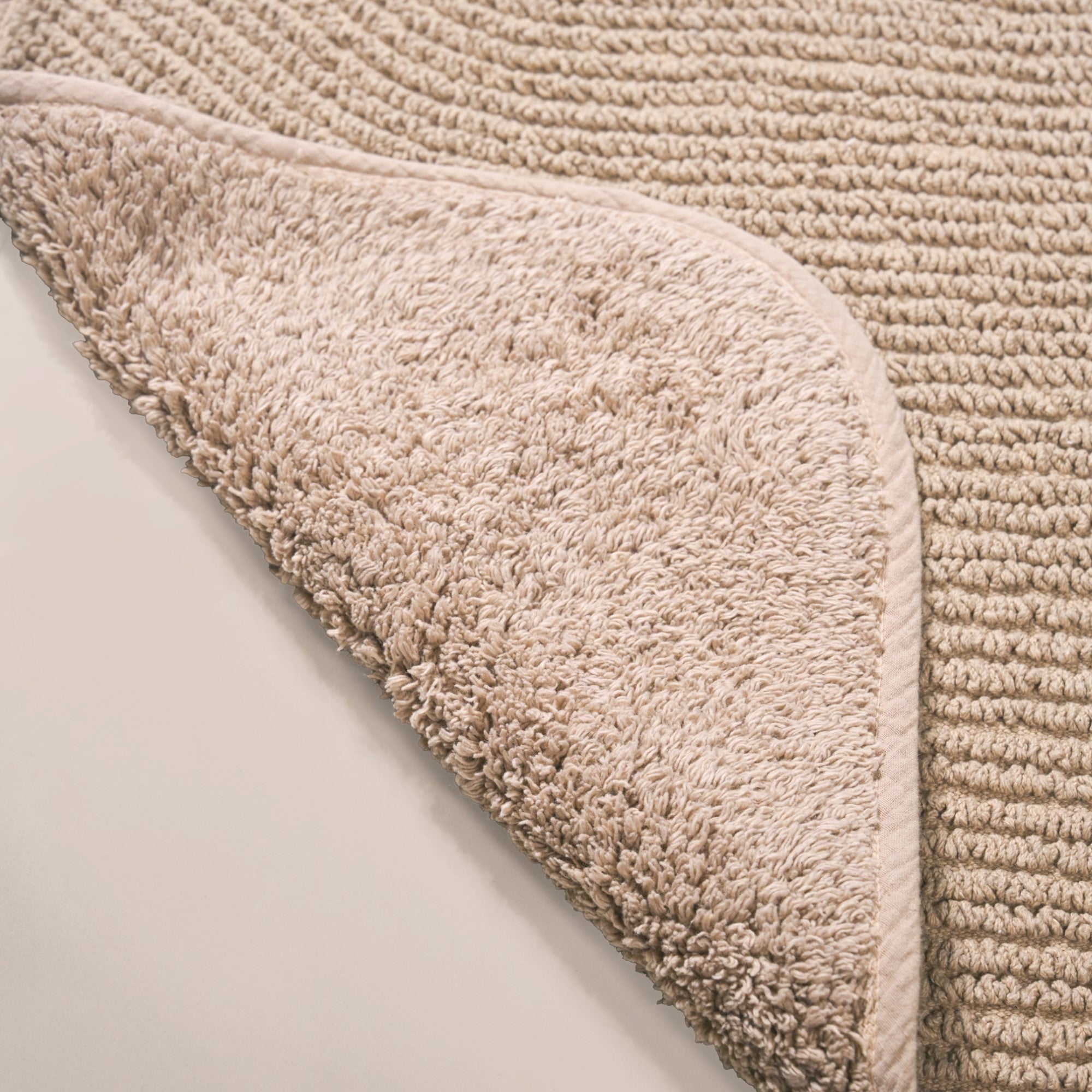 Ribbed Reversible Cotton Floor Mat Beige 82x50cm