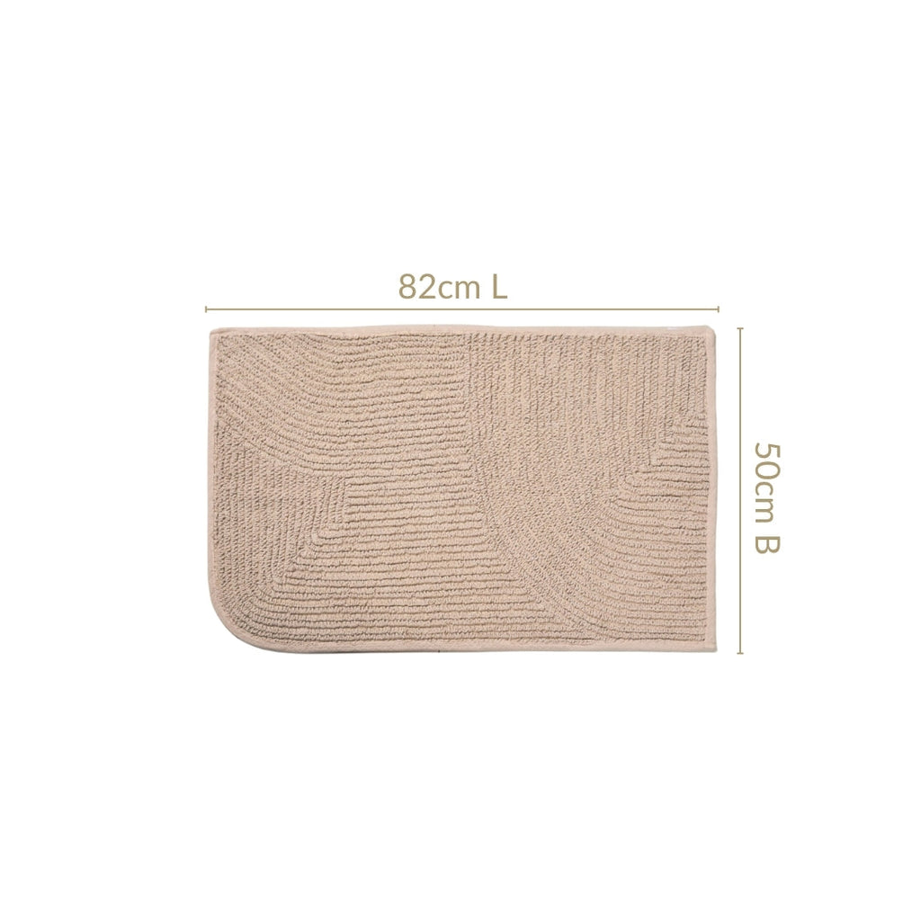 Ribbed Reversible Cotton Floor Mat Beige 82x50cm