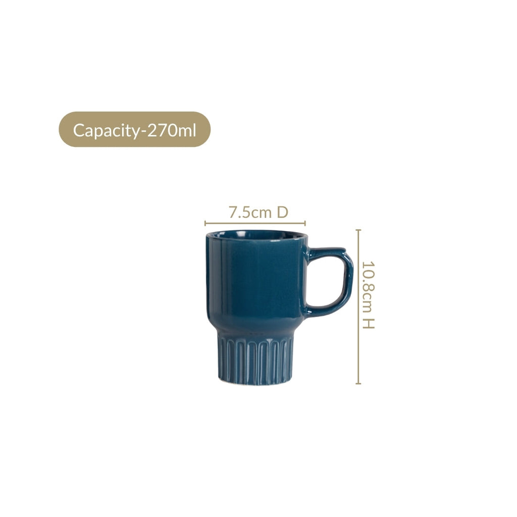 Ribelle Ceramic Stackable Mug Set Of 4 Deep Blue 270ml