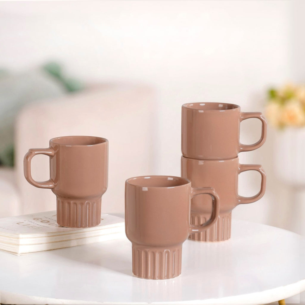 Ribelle Ceramic Stackable Mug Set Of 4 Dusty Pink 270ml