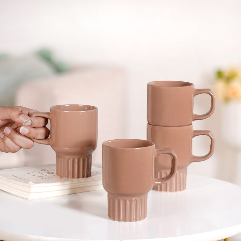 Ribelle Ceramic Stackable Mug Set Of 4 Dusty Pink 270ml