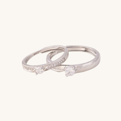 Solitaire Band Couple Rings- 925 Silver
