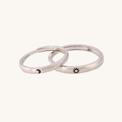 Sun Moon Couple Rings- 925 Silver