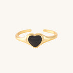 Small Black Heart Ring- 18k Gold Vermeil