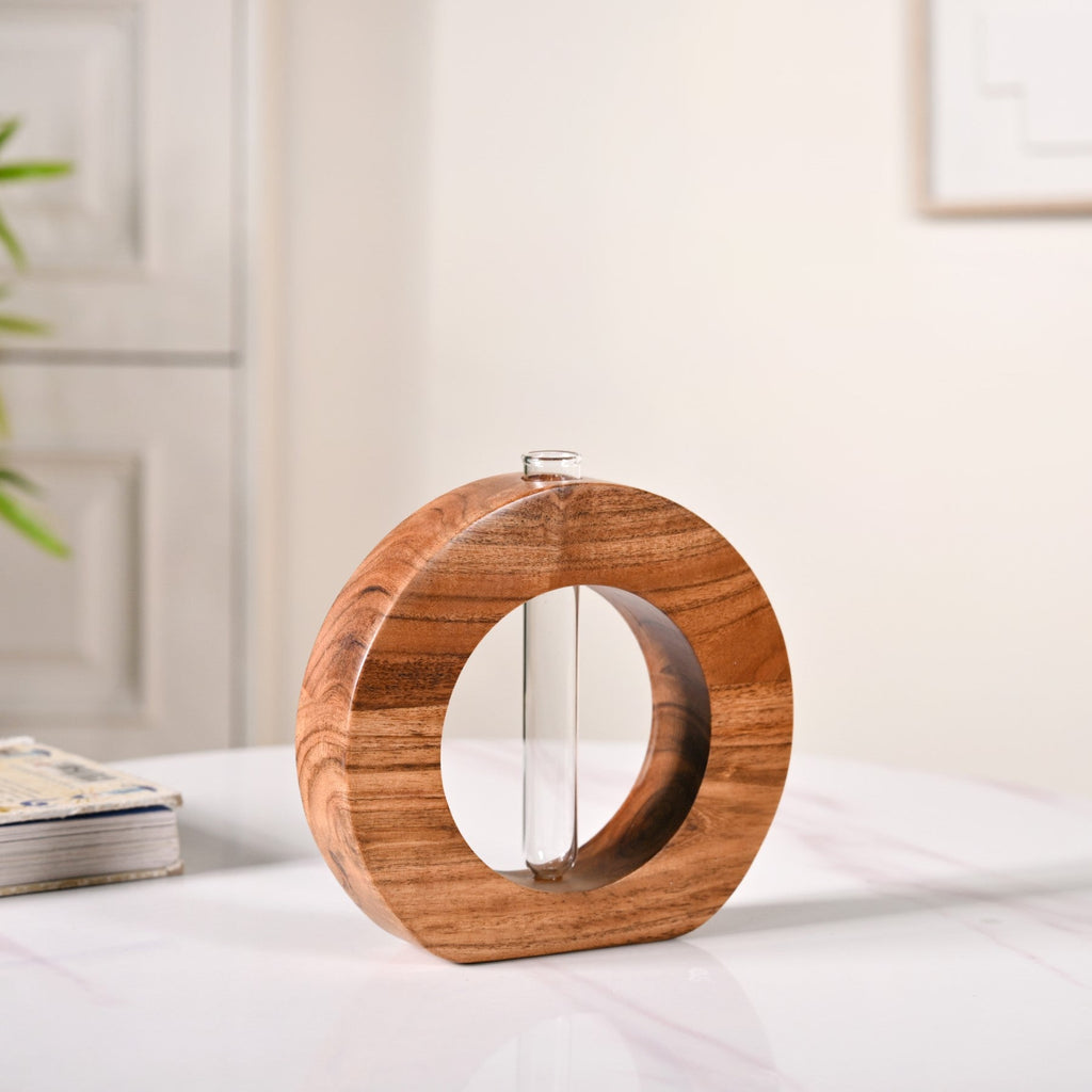 Ring Table Top Test Tube Wooden Vase