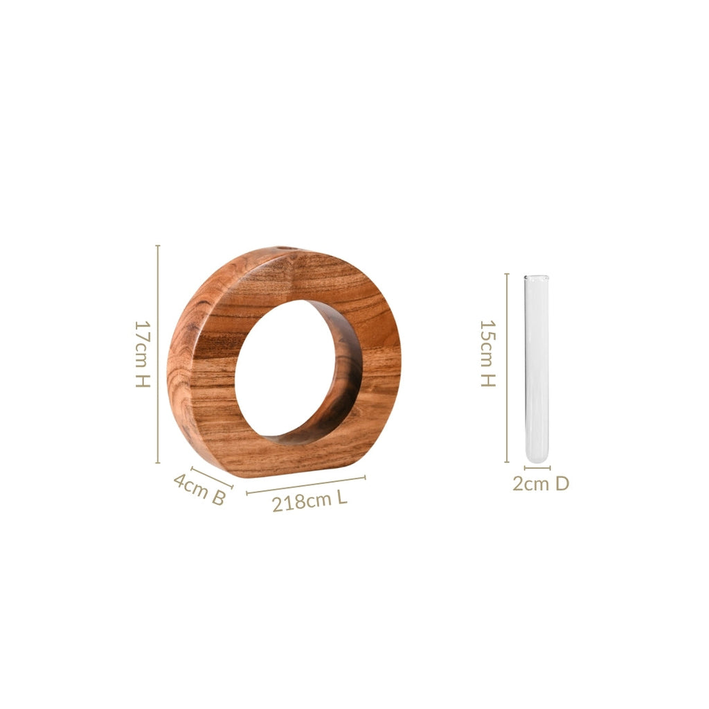 Ring Table Top Test Tube Wooden Vase