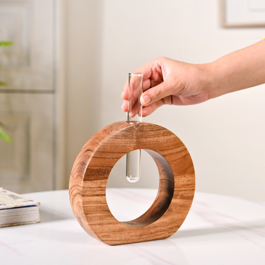 Ring Table Top Test Tube Wooden Vase