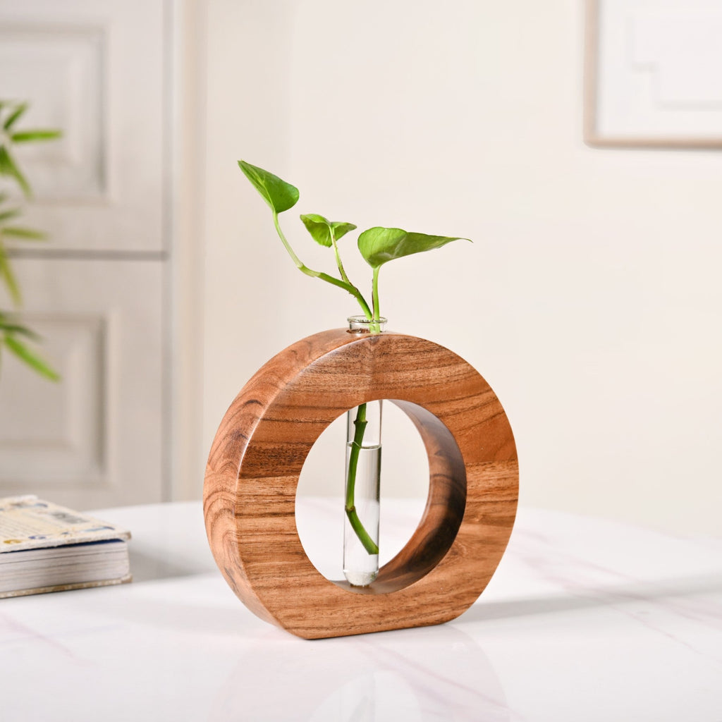 Ring Table Top Test Tube Wooden Vase