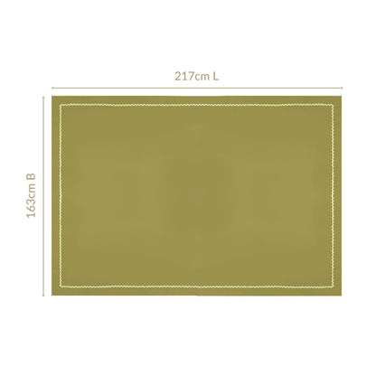 Isabelle Rick Rack Green 6 Seater Cotton Table Cloth 217x163cm