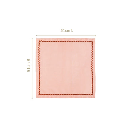 Madeline Peach Cotton Napkin Set Of 4 With Rick Rack