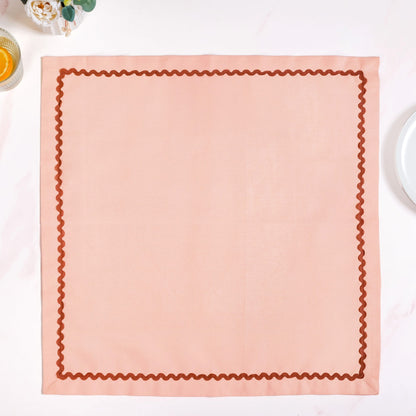 Madeline Peach Cotton Napkin Set Of 6 With Rick Rack